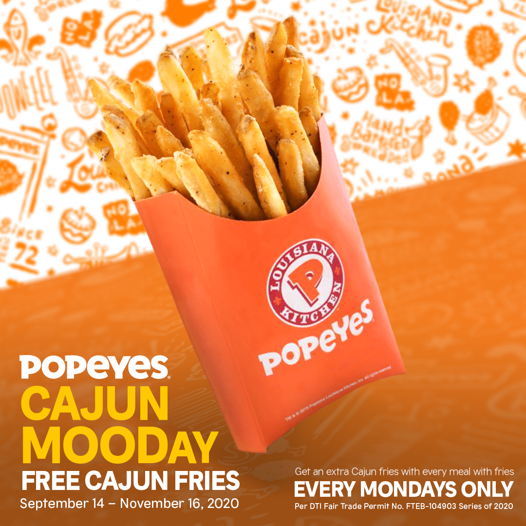 Great Deals On Burgers And Free Cajun Fries With Popeyes Monday And