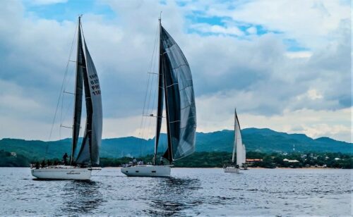 Sailboats on a race at the 20th Punta Fuego Regatta